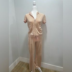 Y2K velour peach 🍑 2 piece tracksuit